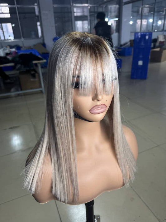 SDD Kim K Fringe Wig 10 inches (T1B/Grey) – Bold, Chic, and Ready to Shine