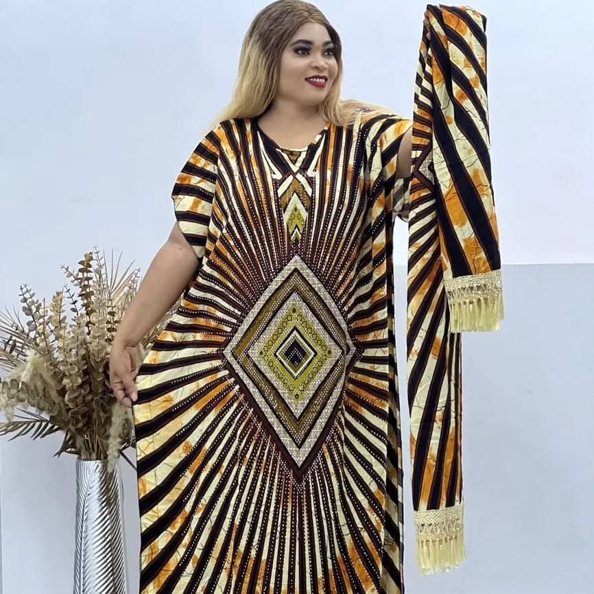 Stoned Adire Print Kaftan – Effortless Elegance with a Touch of Tradition