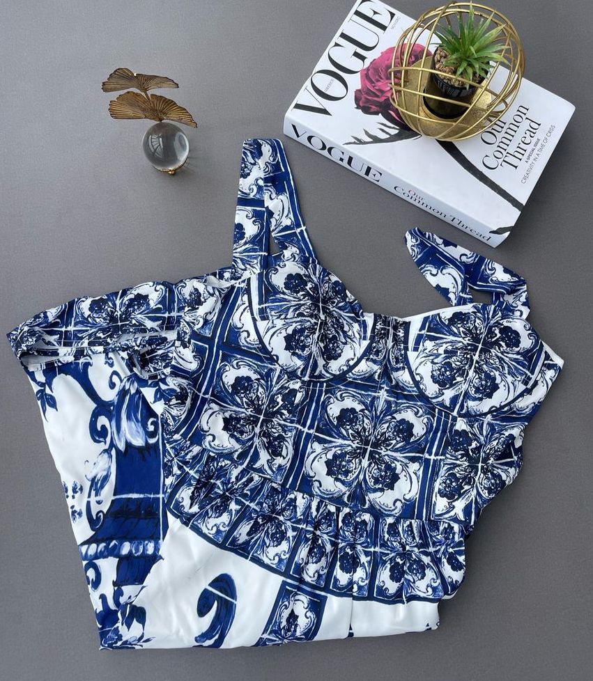 Luxury D&G Printed Pleated Dress – Timeless Elegance with a Bold Print