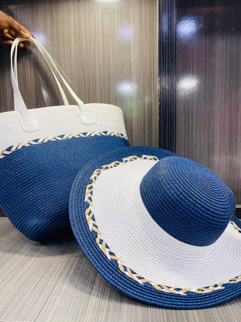 Beach front essentials: sun hats and bag