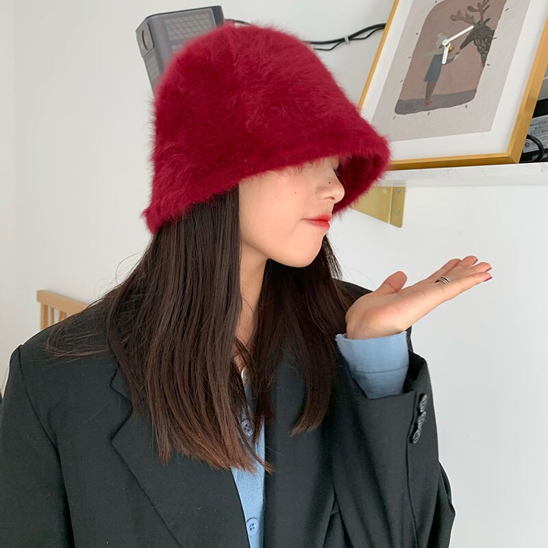 2020 Hat winter women rabbit fur hat bucket cap