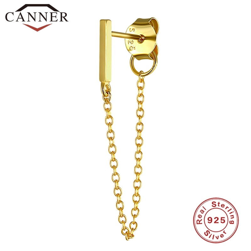1pcs Gold Silver Color Lightning/Snake Chain Stud Earrings for Women
