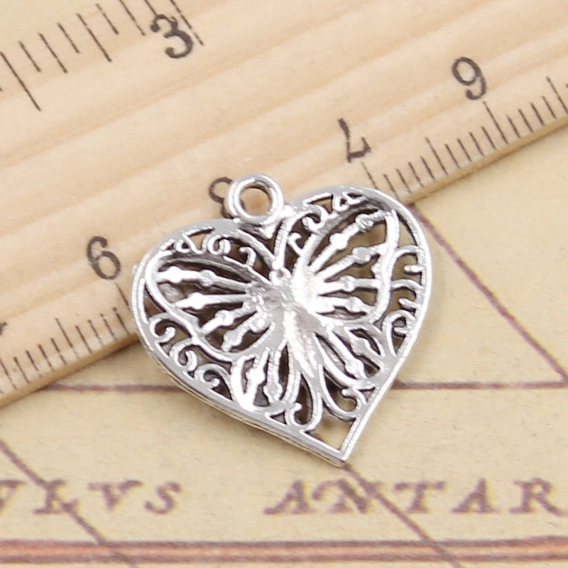 10pcs Charms Heart Butterfly 22x20mm