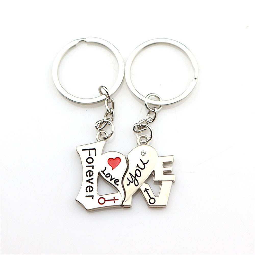 1 Pair Couple Heart-shaped Keychain