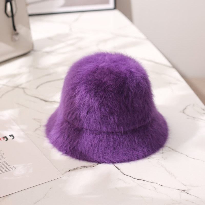 2020 Hat winter women rabbit fur hat bucket cap