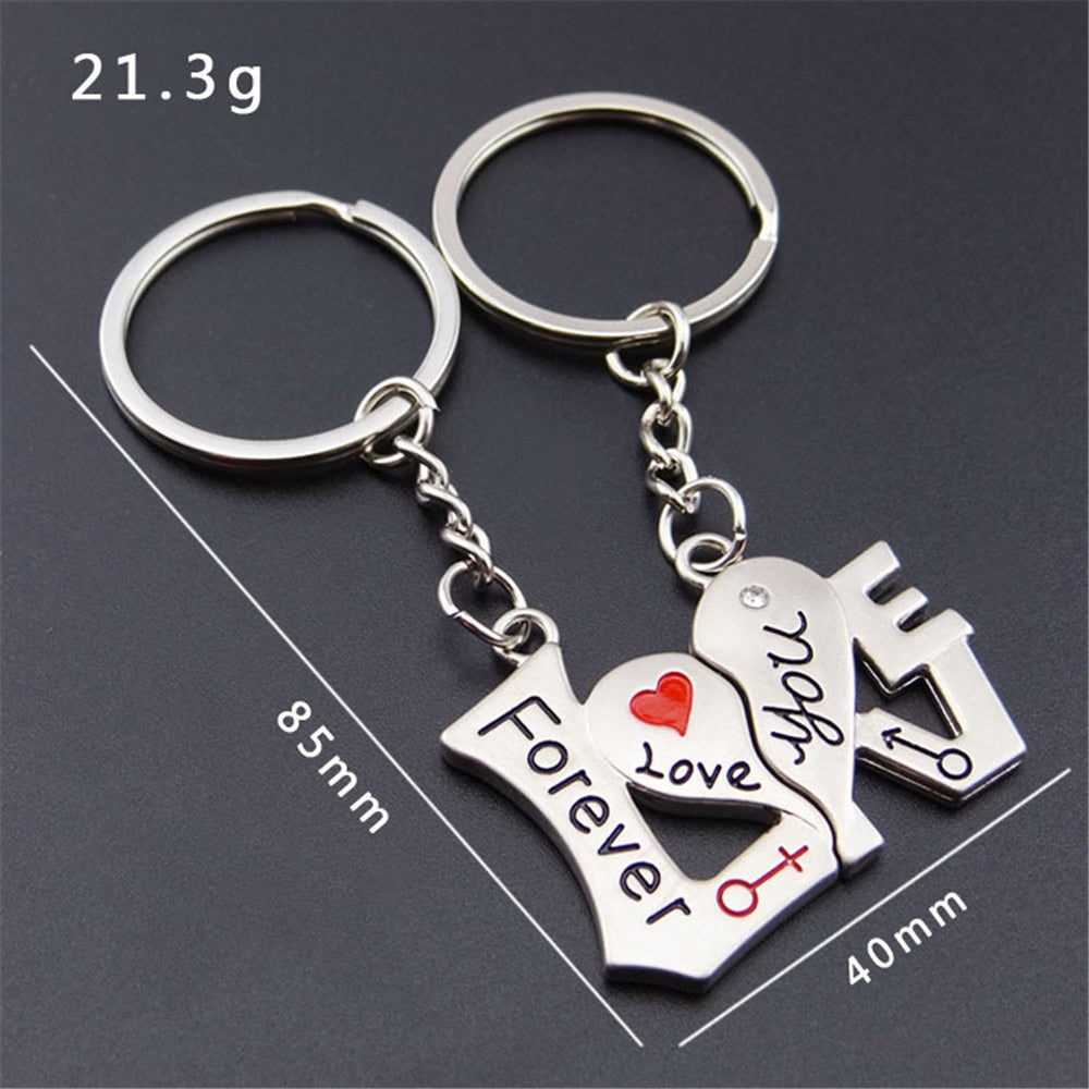1 Pair Couple Heart-shaped Keychain